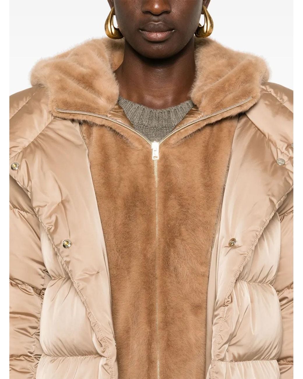 Piumino Lungo A Strati di Herno in Natural