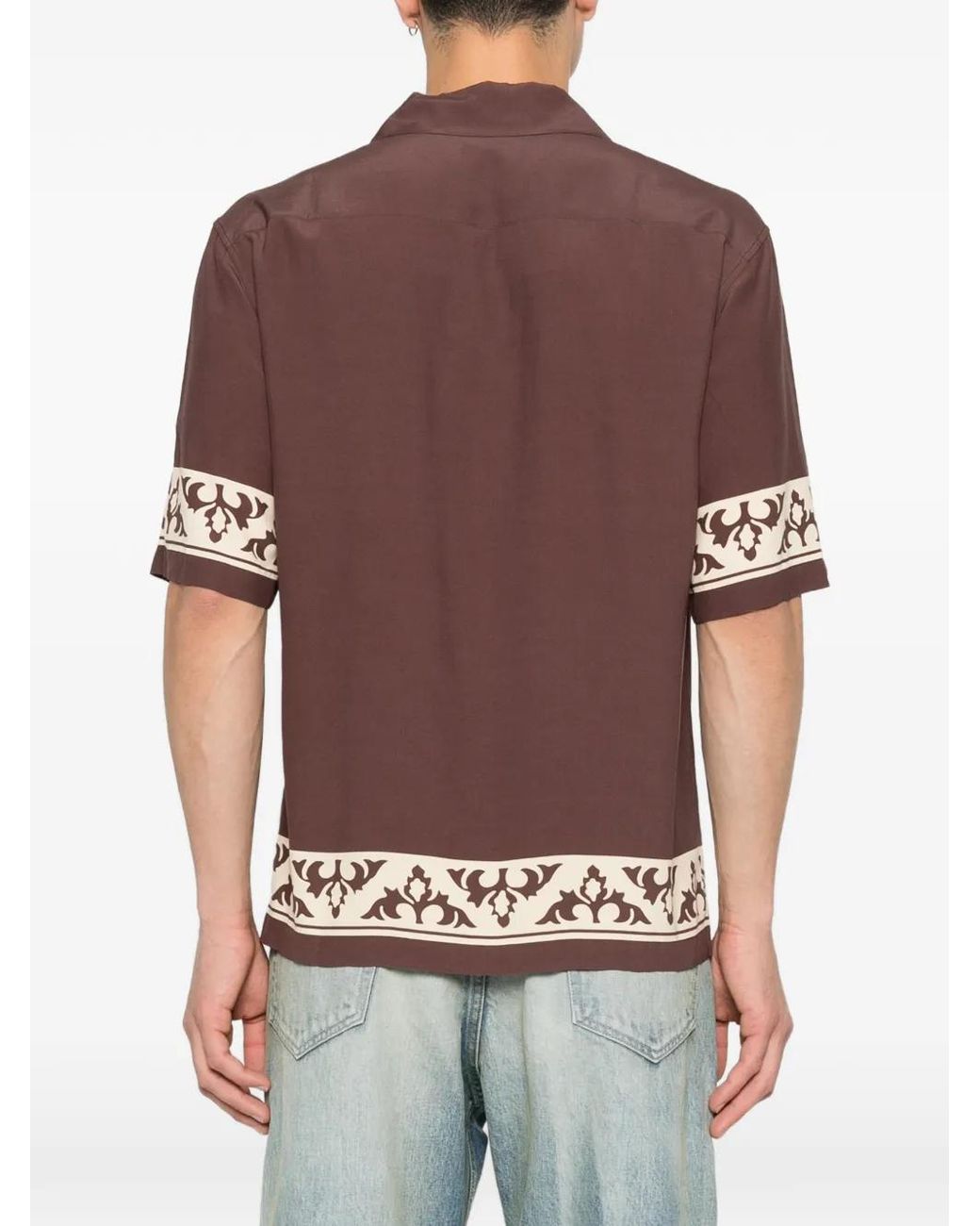 Sandro Pink Contrast Print Loose-Fit Shirt for men