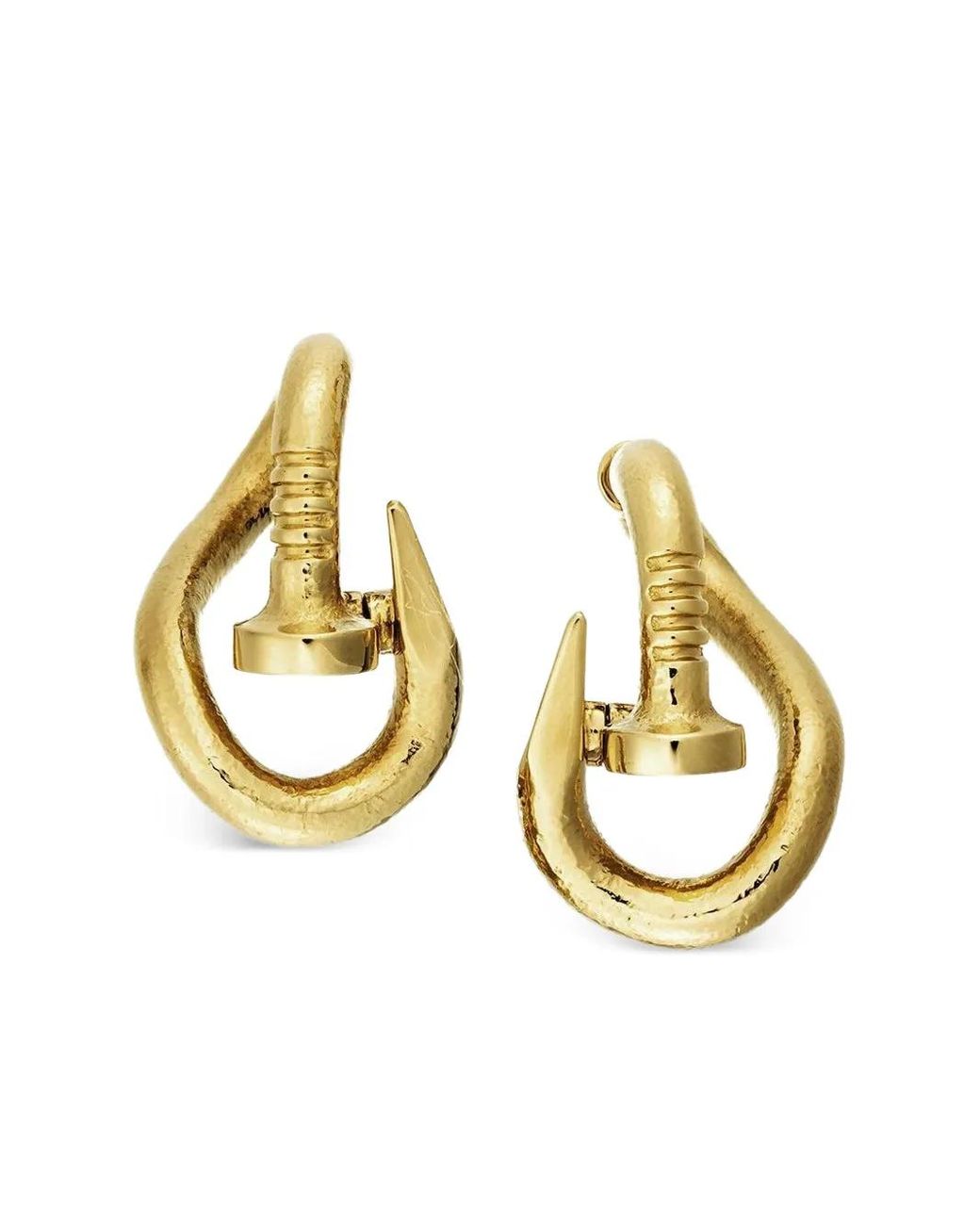 David Webb Metallic 18Kt Bent Nail Earrings