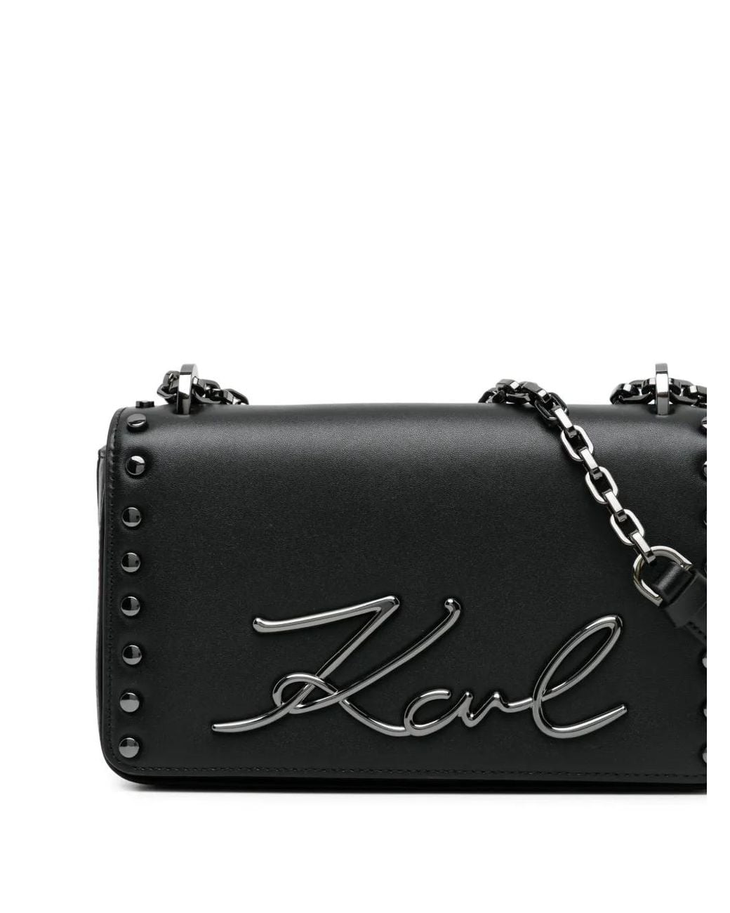 Karl Lagerfeld Black Signature Chain Cross Body Bag