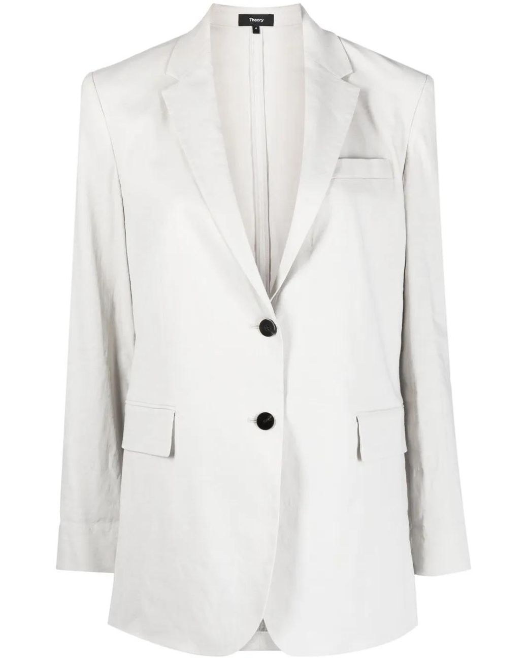 Theory White Single-Breasted Button Blazer