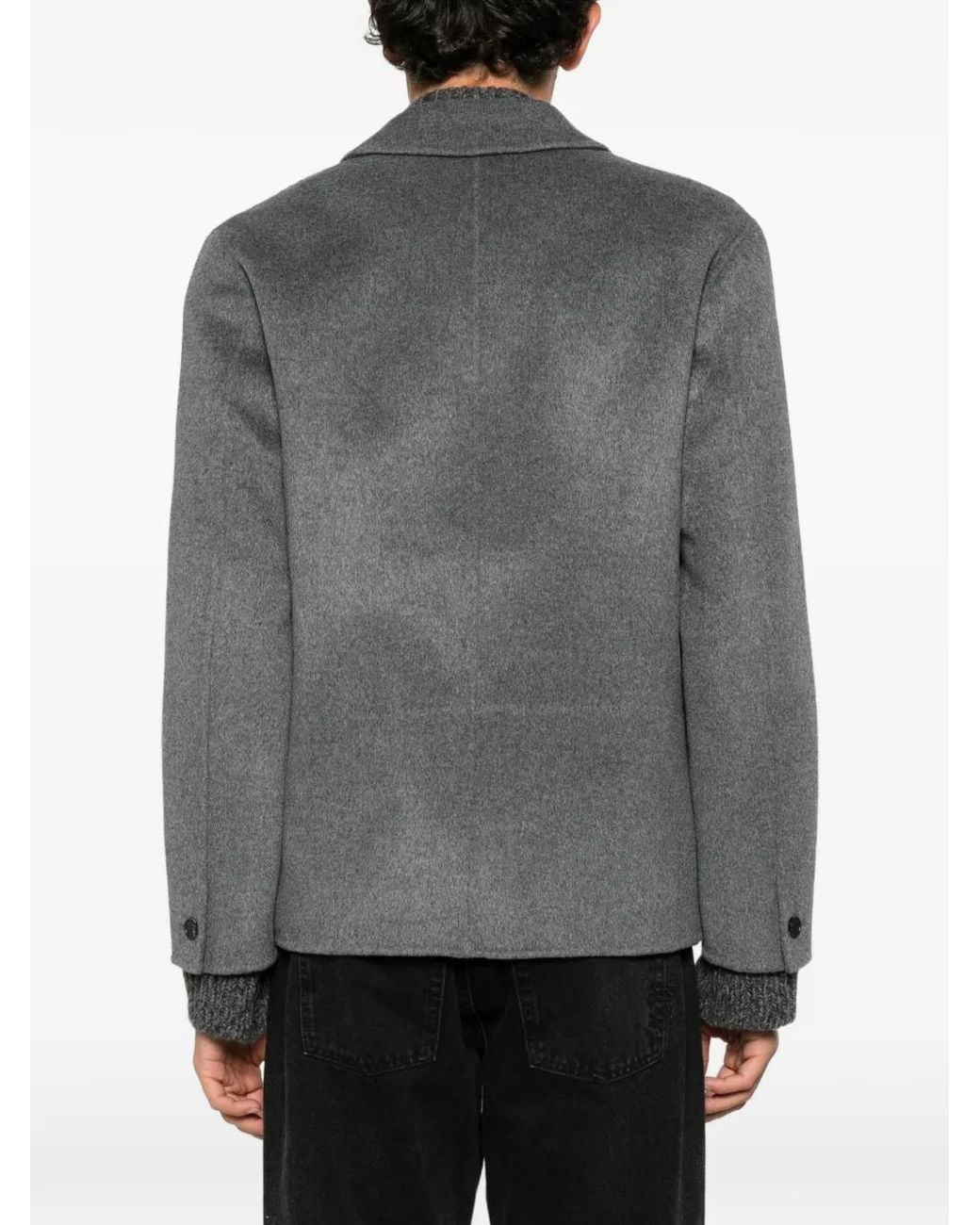 Amaranto Gray Button-Up Patch-Pocket Jacket for men