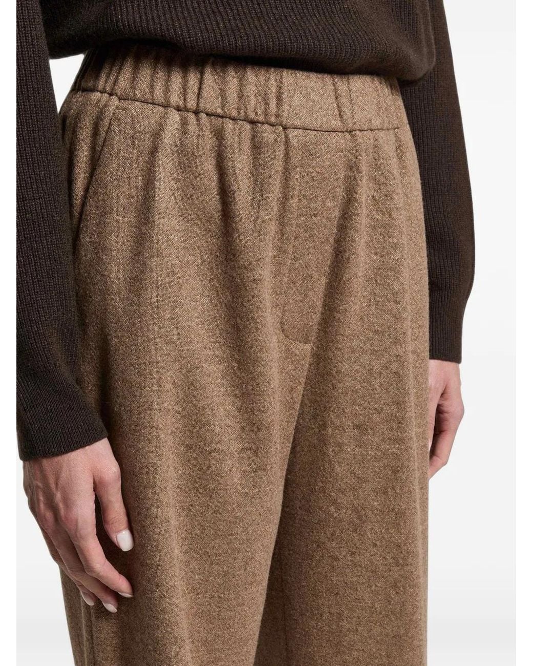 Peserico Natural Elasticated-Waistband Turn-Up Trousers