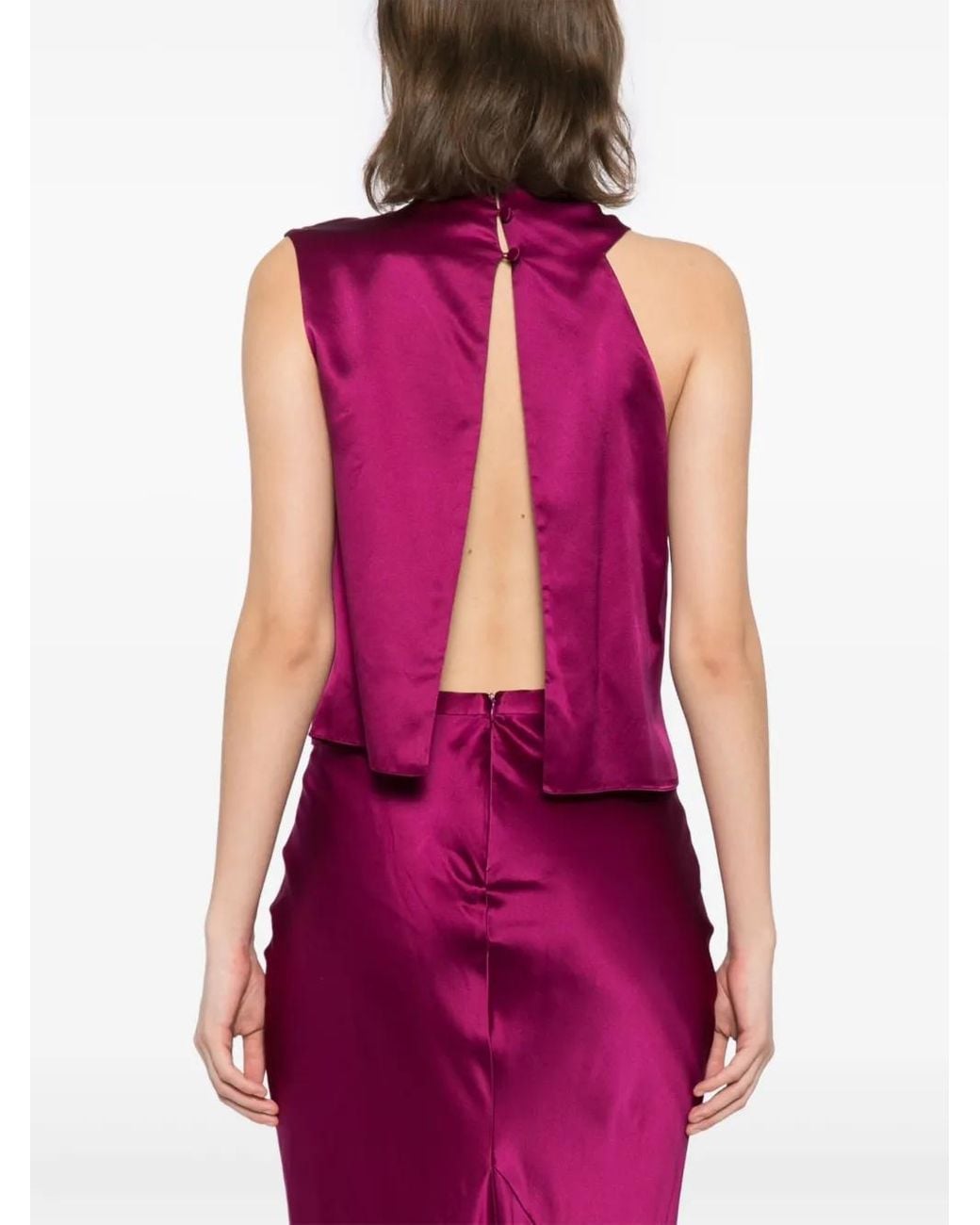 Michelle Mason Purple Open Back Top