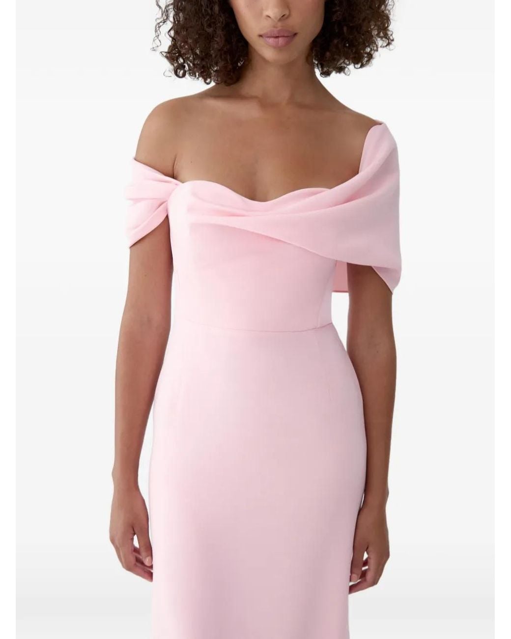 Carolina Herrera Pink Draped Off-Shoulder Gown