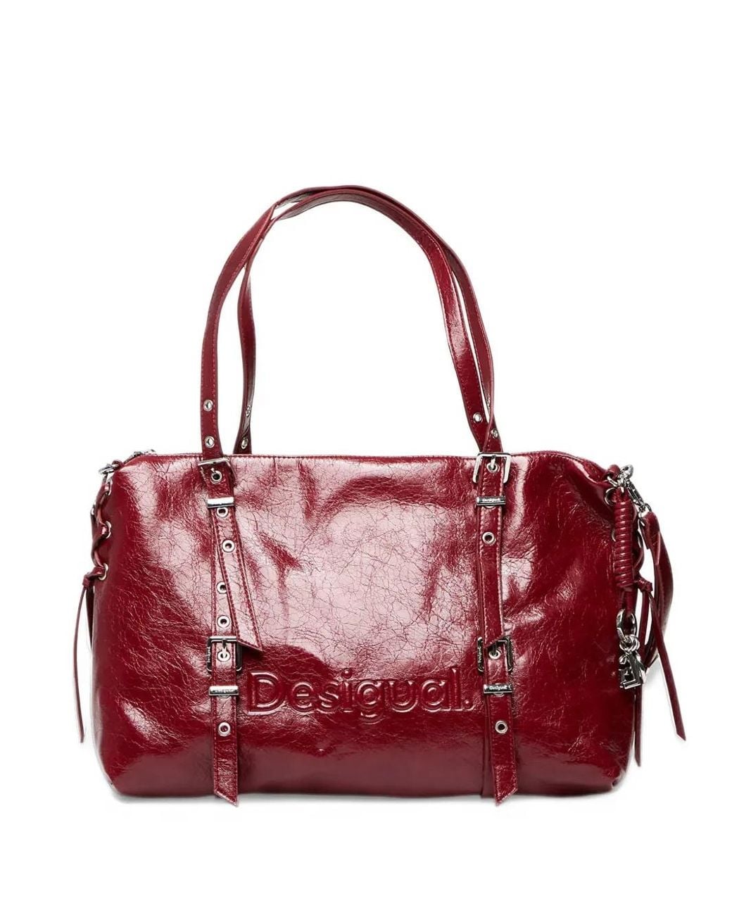 Desigual Red Large Lanuza Half Logo Tote Bag