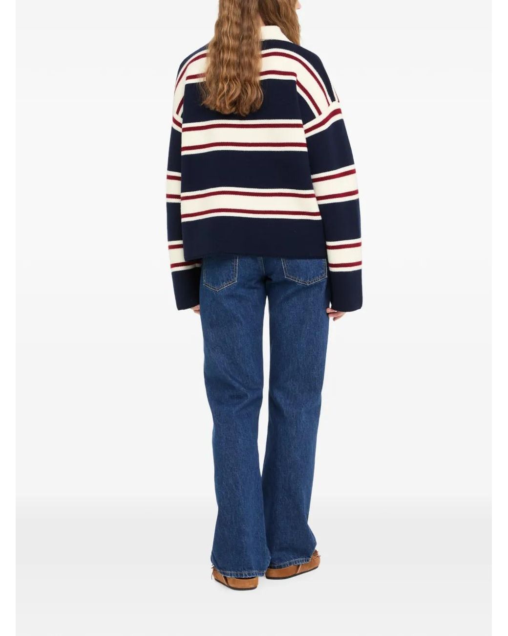 Alanui Blue Striped Embroidered-Logo Sweater