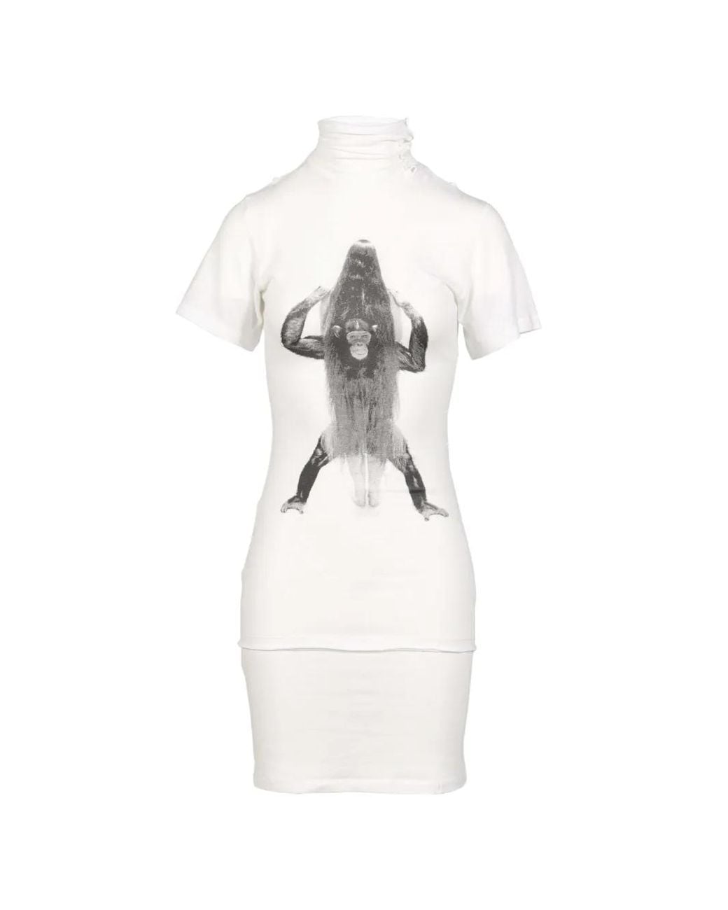604SERVICE White Primate Turtleneck Mini Dress