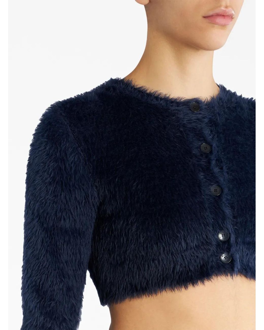 Etro Blue Brushed-Knit Cropped Cardigan