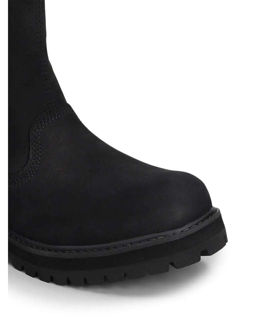 Timberland Black Heritage Logo-Debossed Pull-On Biker Boots for men