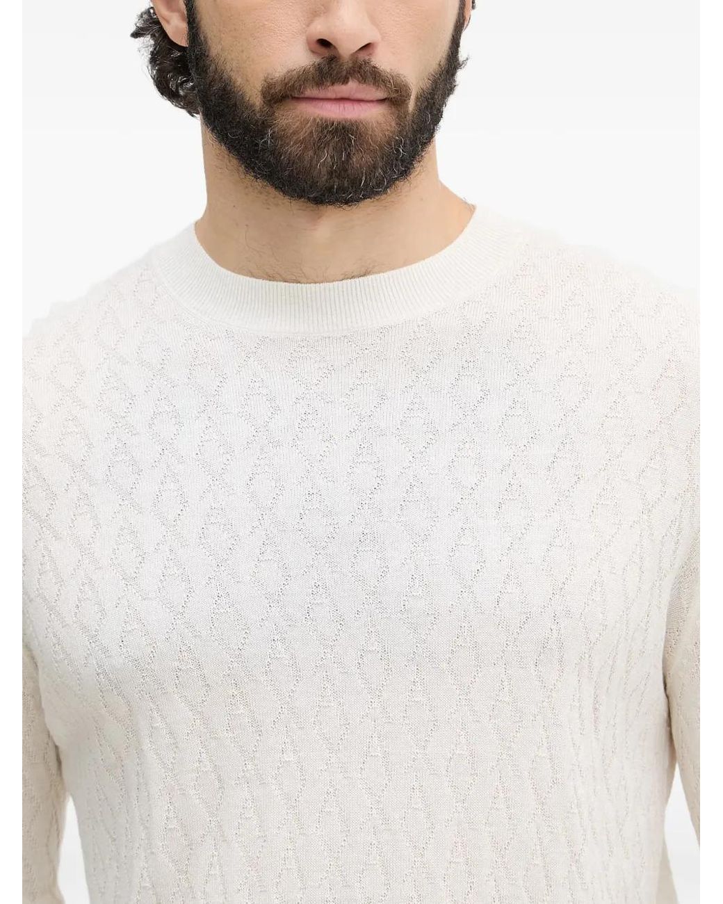 ARMANI EXCHANGE White Textured-Knit Sweater for men