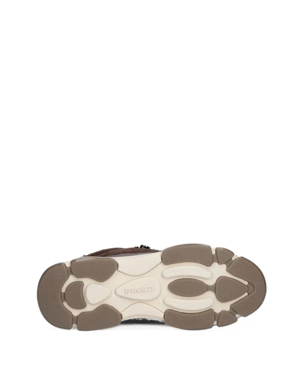 Pinko Brown Shearling-Trim Paneled Sneakers