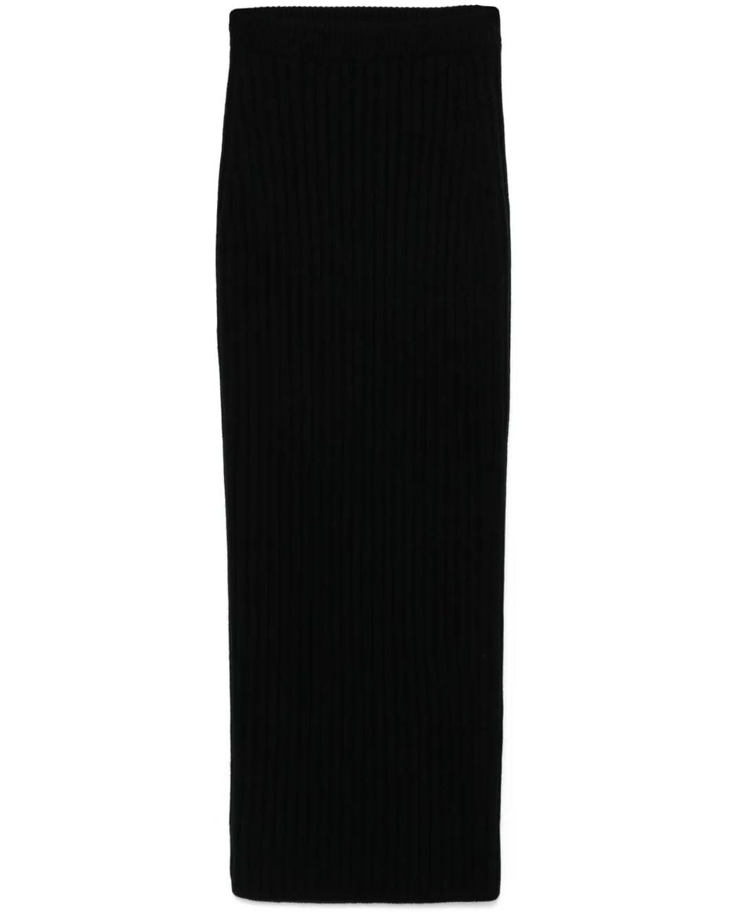 Max Mara Black Silk Maxi Skirt With Ribbed Texture