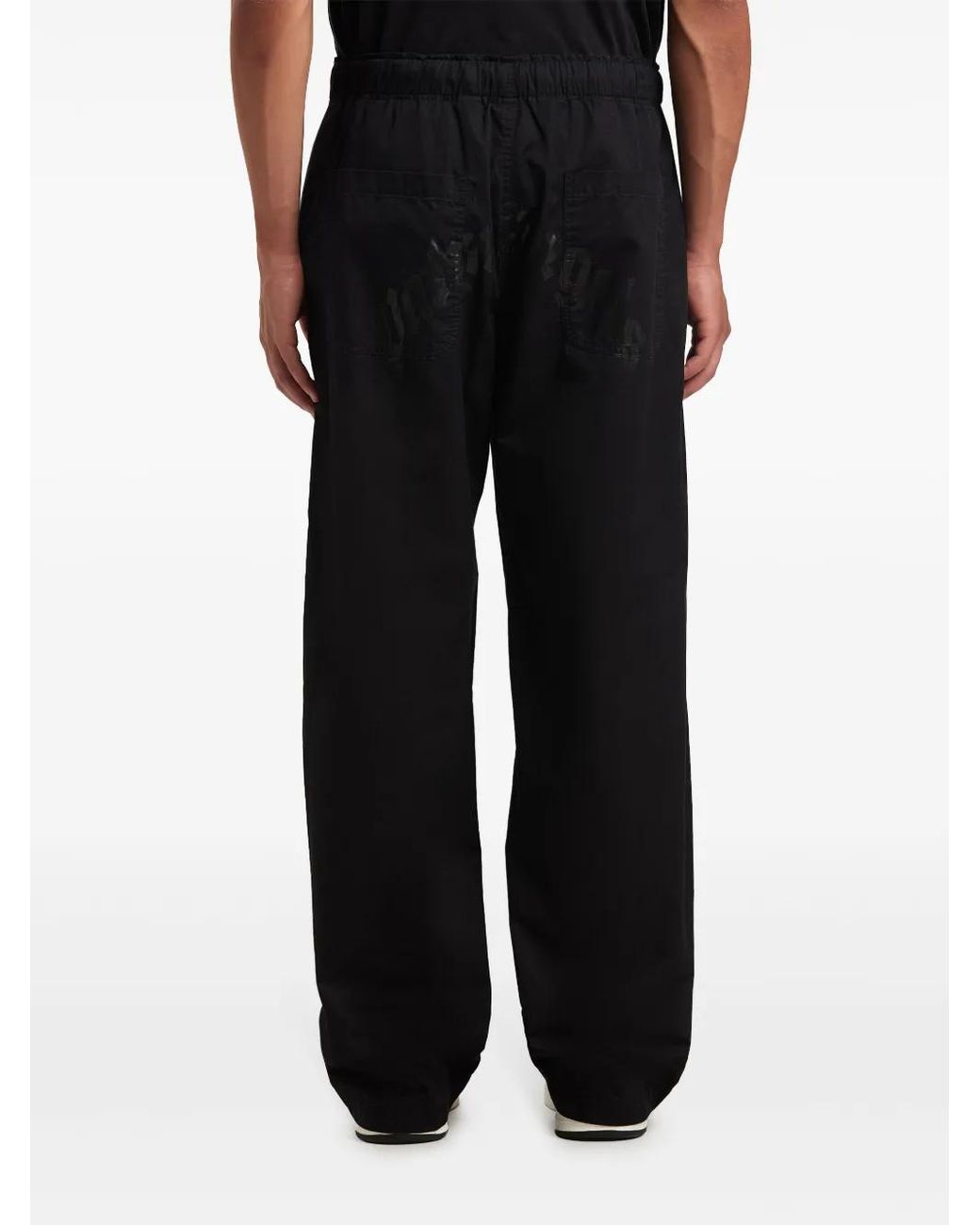 Palm Angels Black 'Curved Logo' Loose Pants for men