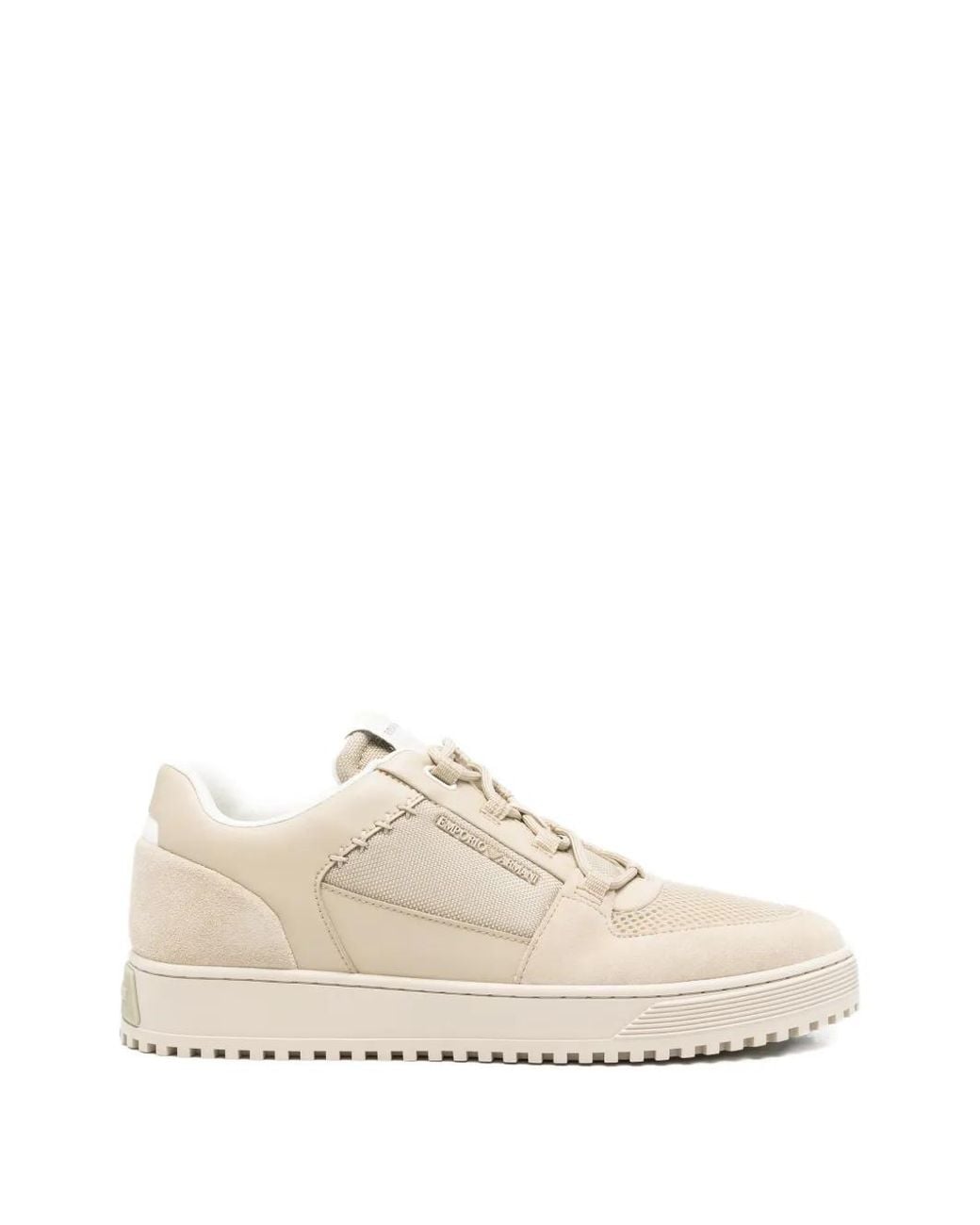 Emporio Armani White Panelled Mesh-Detail Sneakers for men
