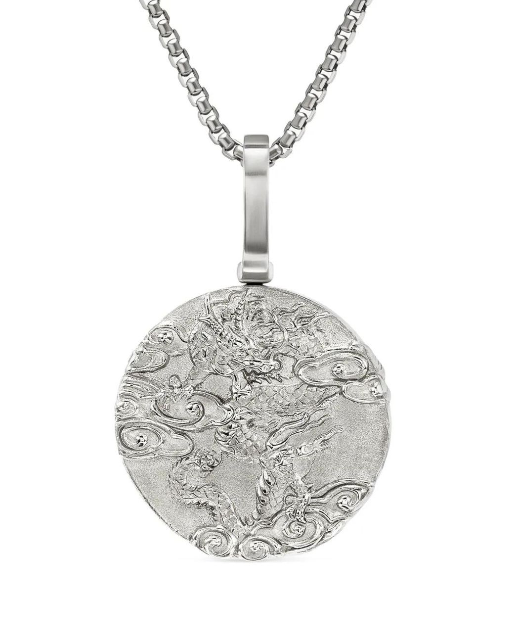 David Yurman White Sterling Dragon Amulet (30.9Mm) for men
