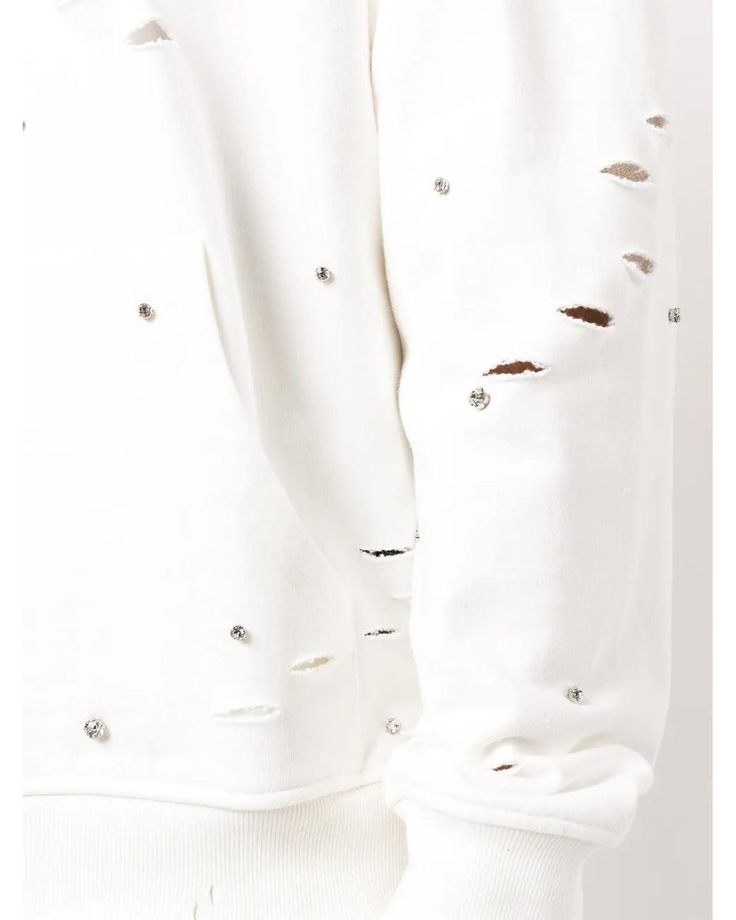 God's Masterful Children White Galaxy Ripped-Detailed Hoodie for men