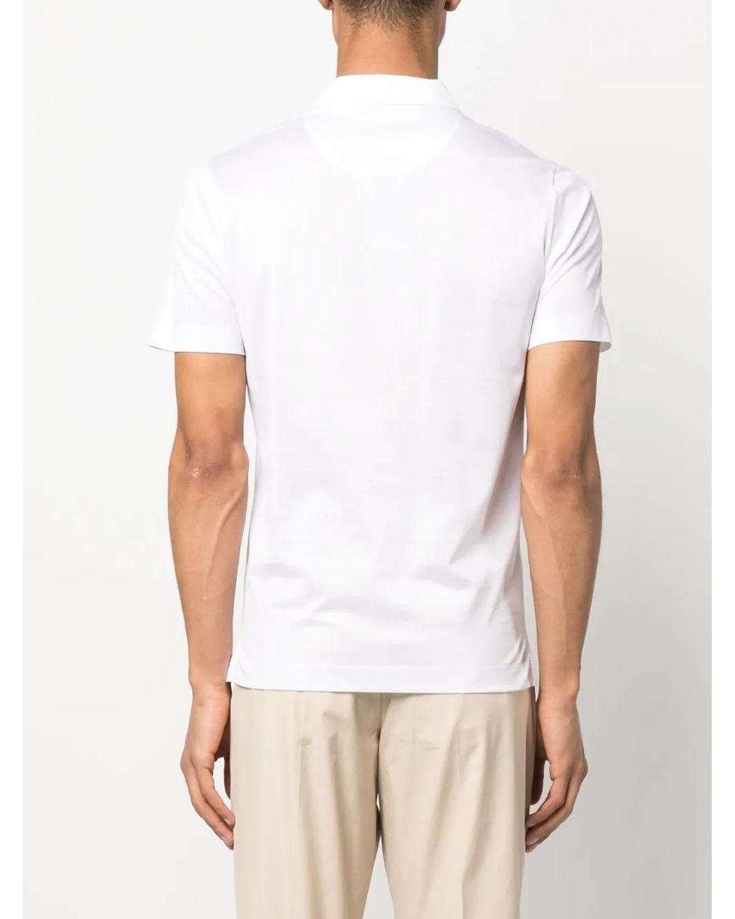 Canali White Knitted Polo Shirt for men