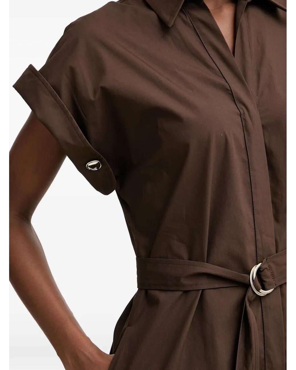 SIMONA CORSELLINI Brown Belted Wide-Leg Jumpsuit