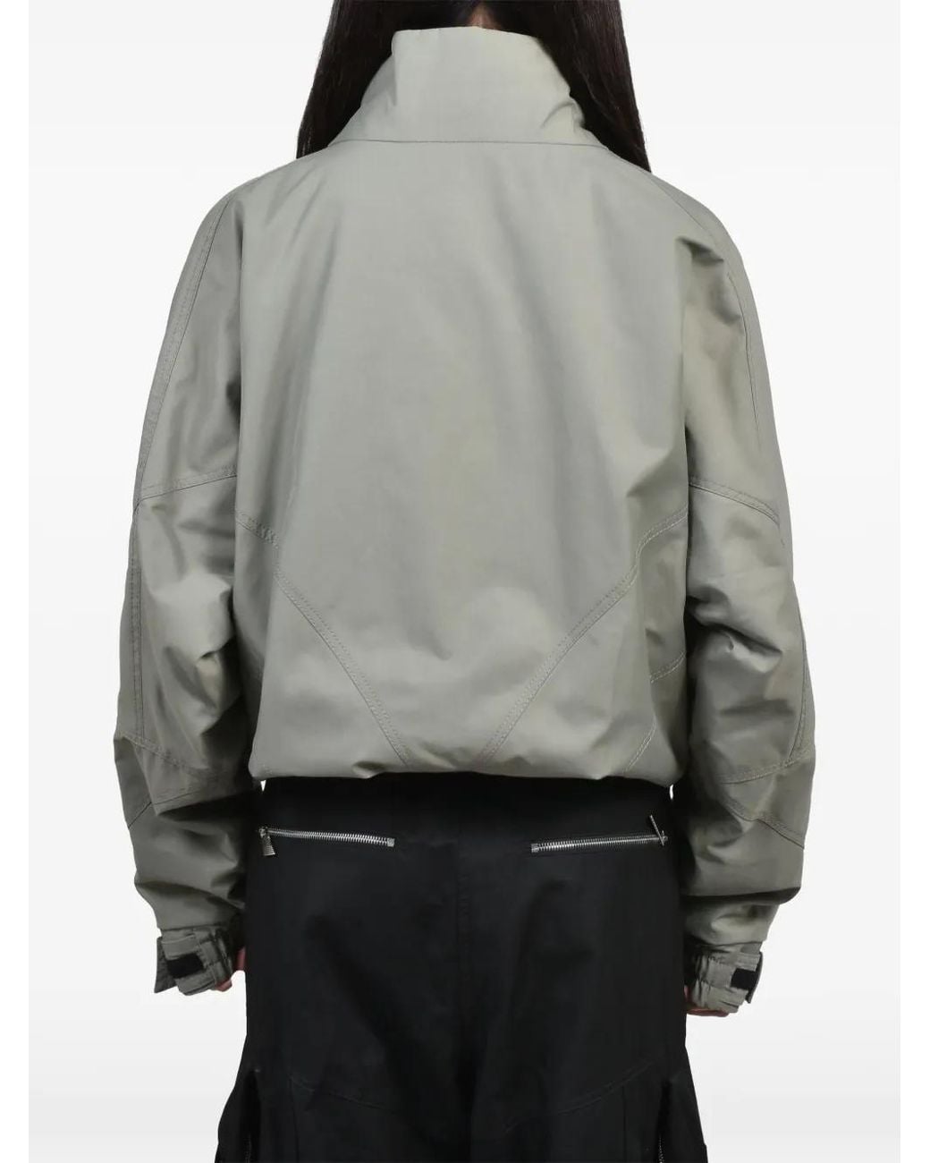The Attico Gray Logo-Patch Drawstring Bomber Jacket