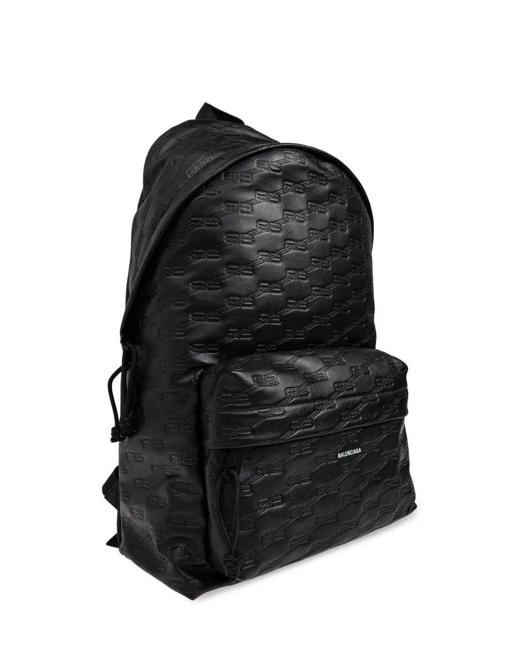 Balenciaga Black Bb Logo-Embossed Leather Backpack for men