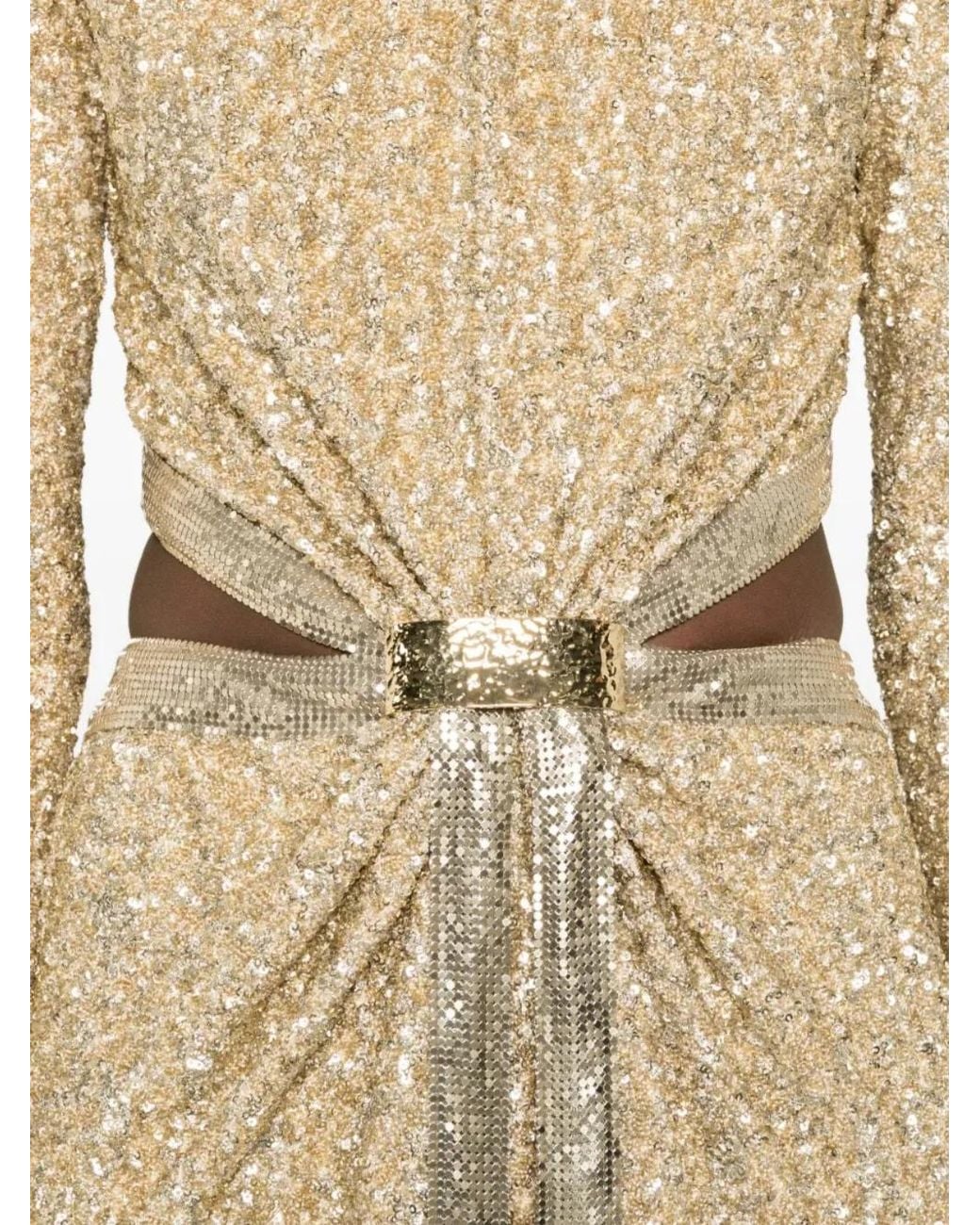 Rabanne Natural Sequin-Embellished Maxi Dress