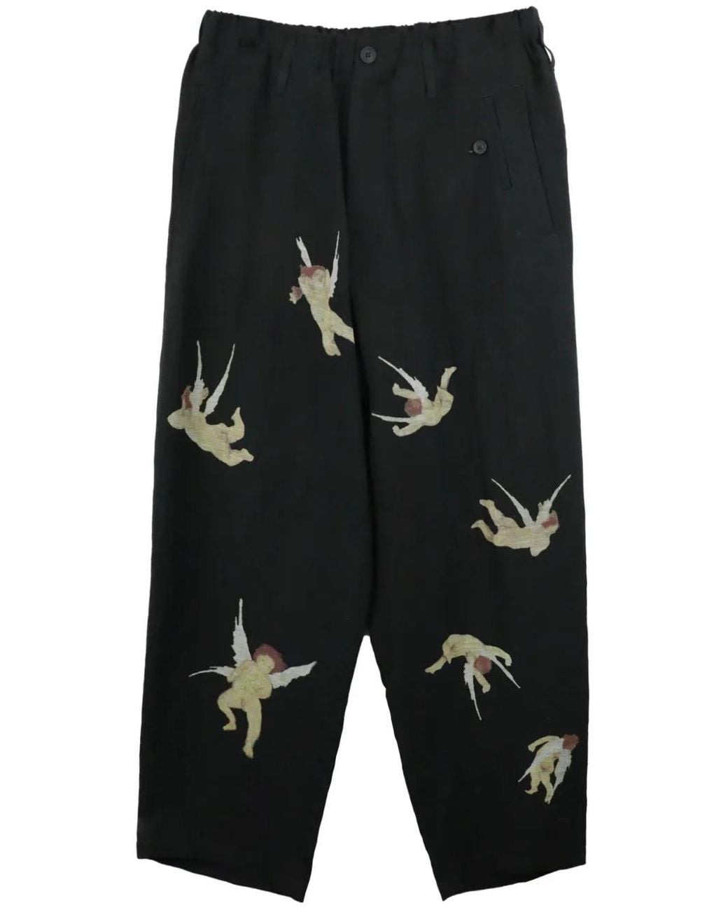 Yohji Yamamoto Black Angel-Print Trousers for men