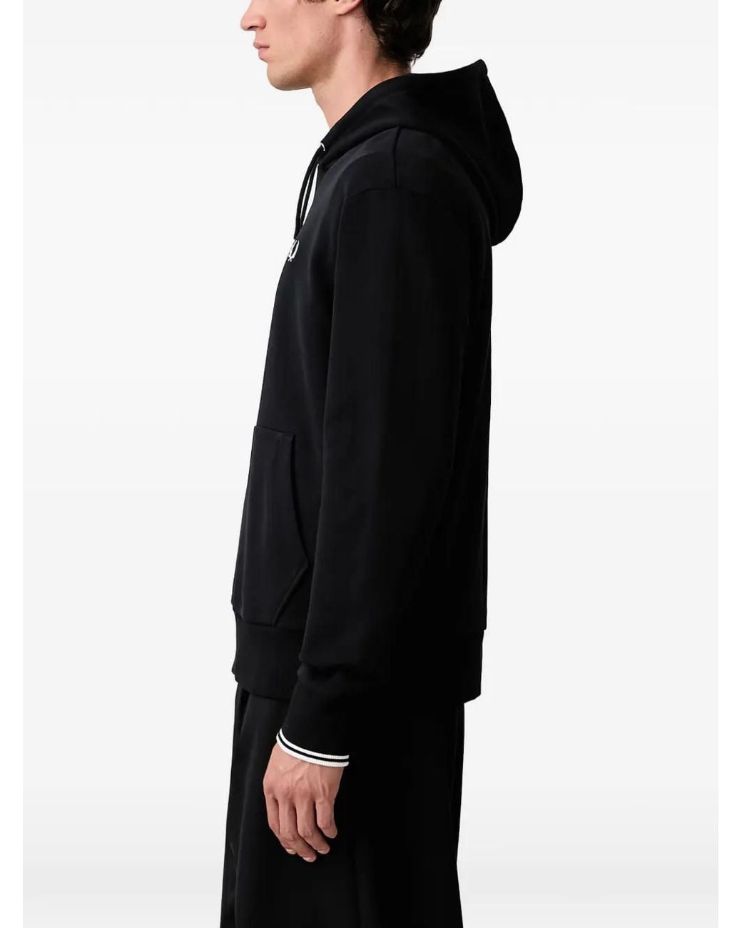 Fred Perry Black Logo-Embroidered Hoodie for men