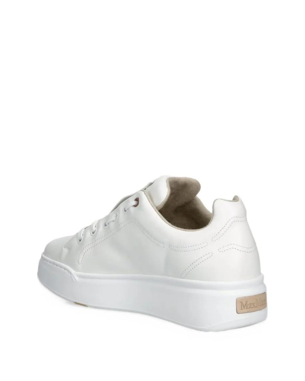 Max Mara White Logo-Plaque Leather Sneakers
