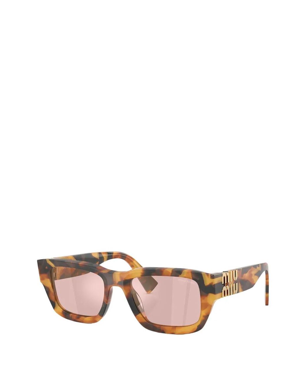 Miu Miu Pink Tortoiseshell-Effect Rectangle-Frame Sunglasses