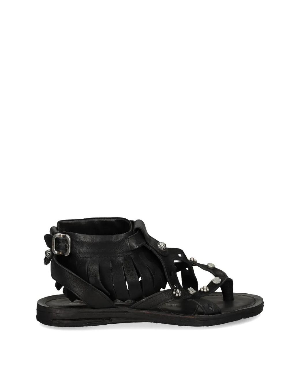 A.s.98 Black Fringed Sandals