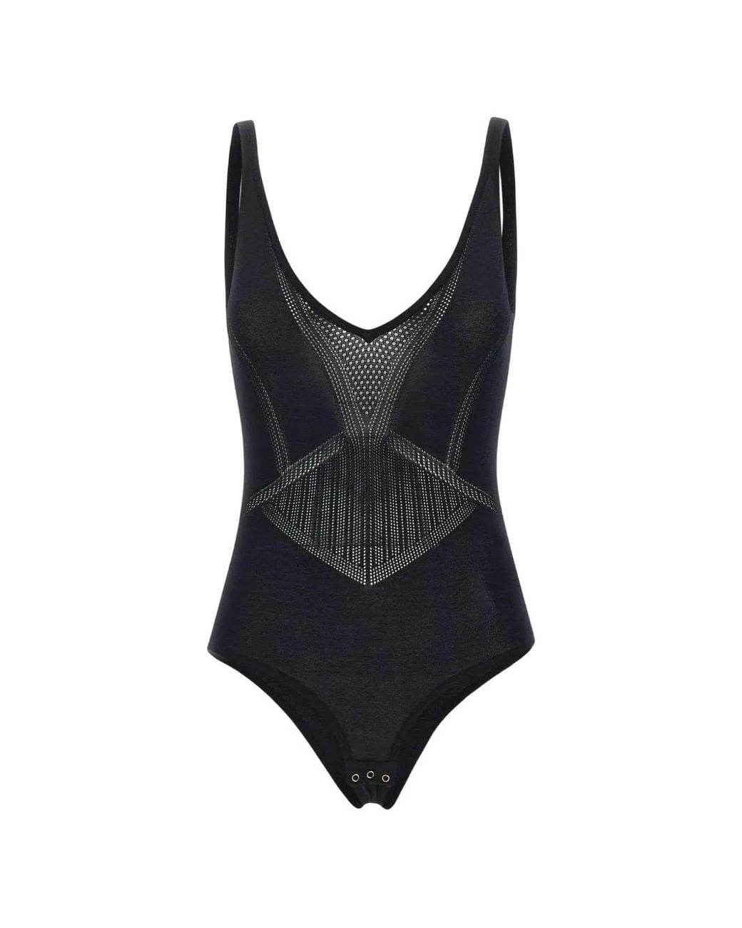 Elisabetta Franchi Black Openwork Knit Bodysuit