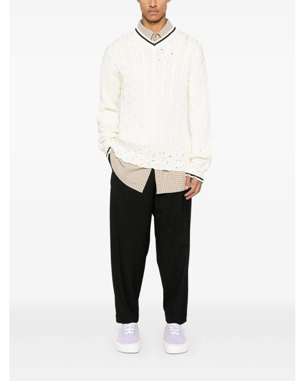 Marni White Cable-Knit Sweater for men
