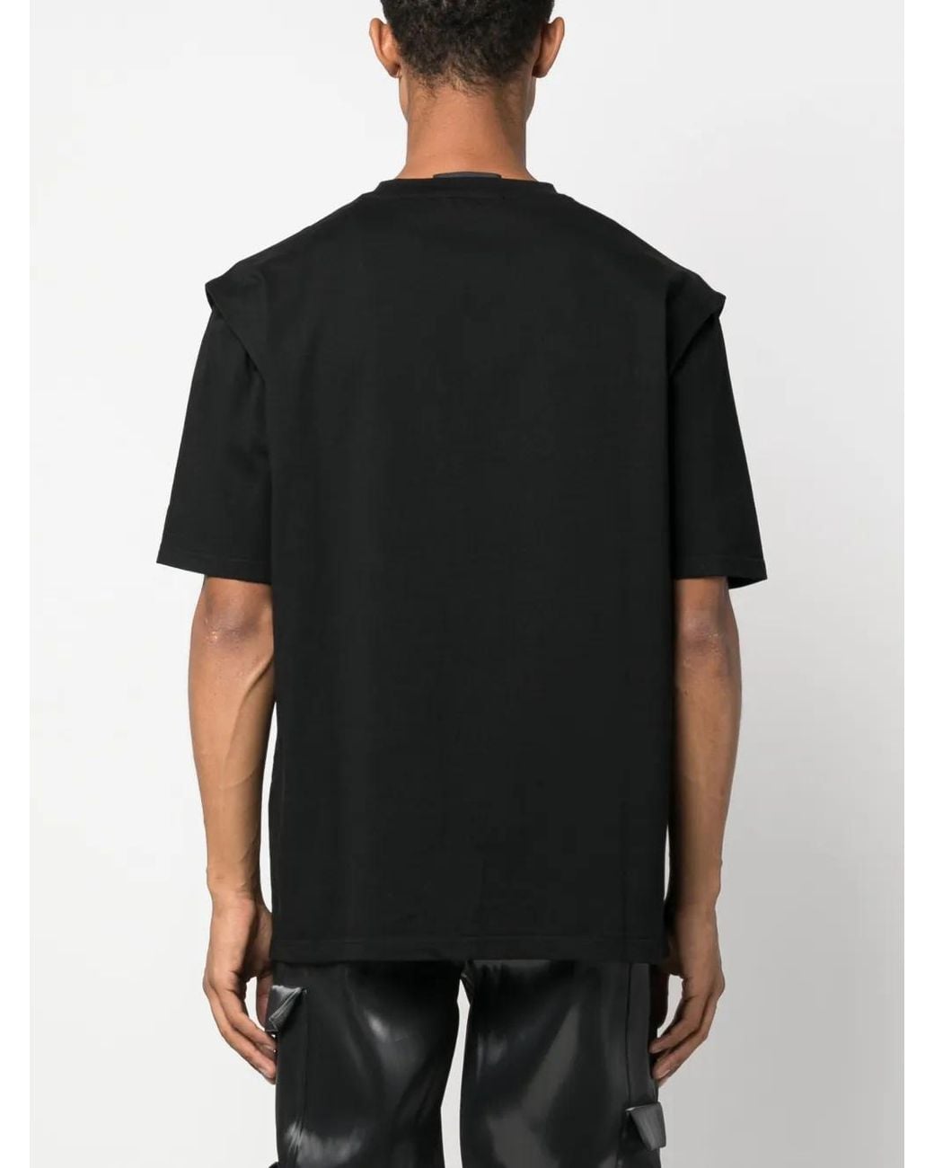 HELIOT EMIL Black Outline Logo Cotton T-Shirt for men
