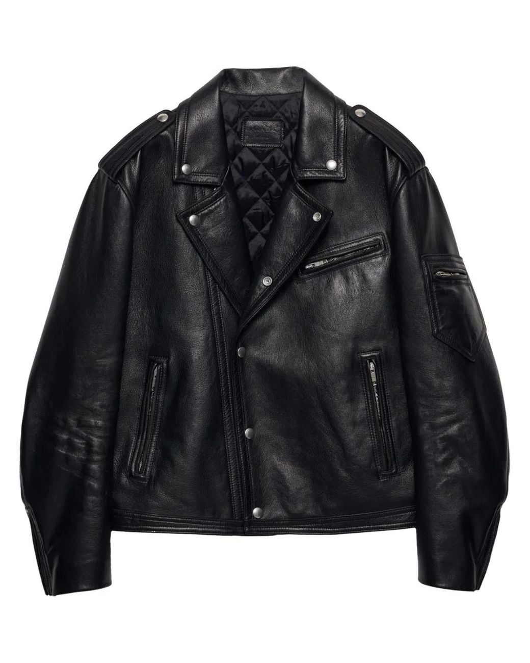 Prada Leren Bikerjack in het Black