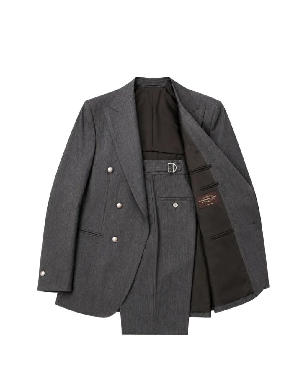Franzese Collection Black Rolls Royce Herringbone Double-Breasted Suit for men