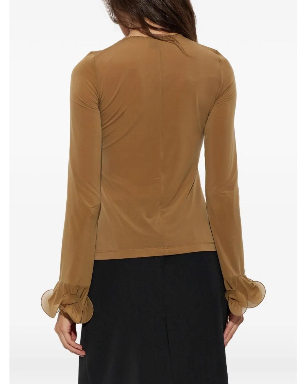 Moschino Brown Top With Decoratively Finished Sleeves