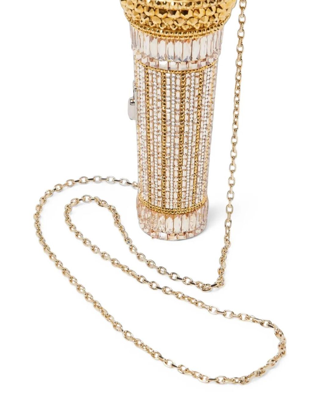 Judith Leiber Metallic Microphone Diva Crystal-Embellished Mini Bag