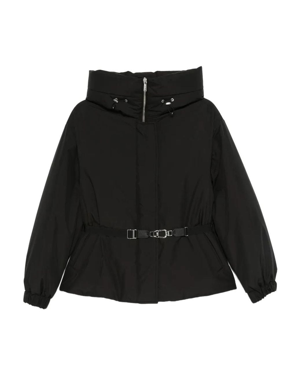Moorer Black Belted High-Neck Jacket