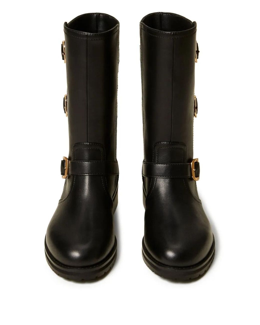 Twinset Black Triple-Buckle Biker Boots