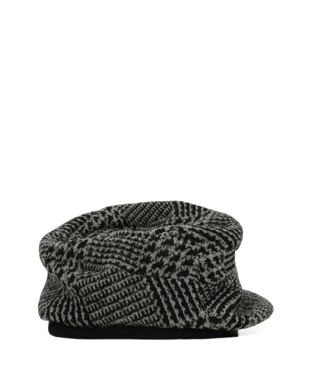 Junya Watanabe Black Houndstooth-Pattern Flat Bucket Hat