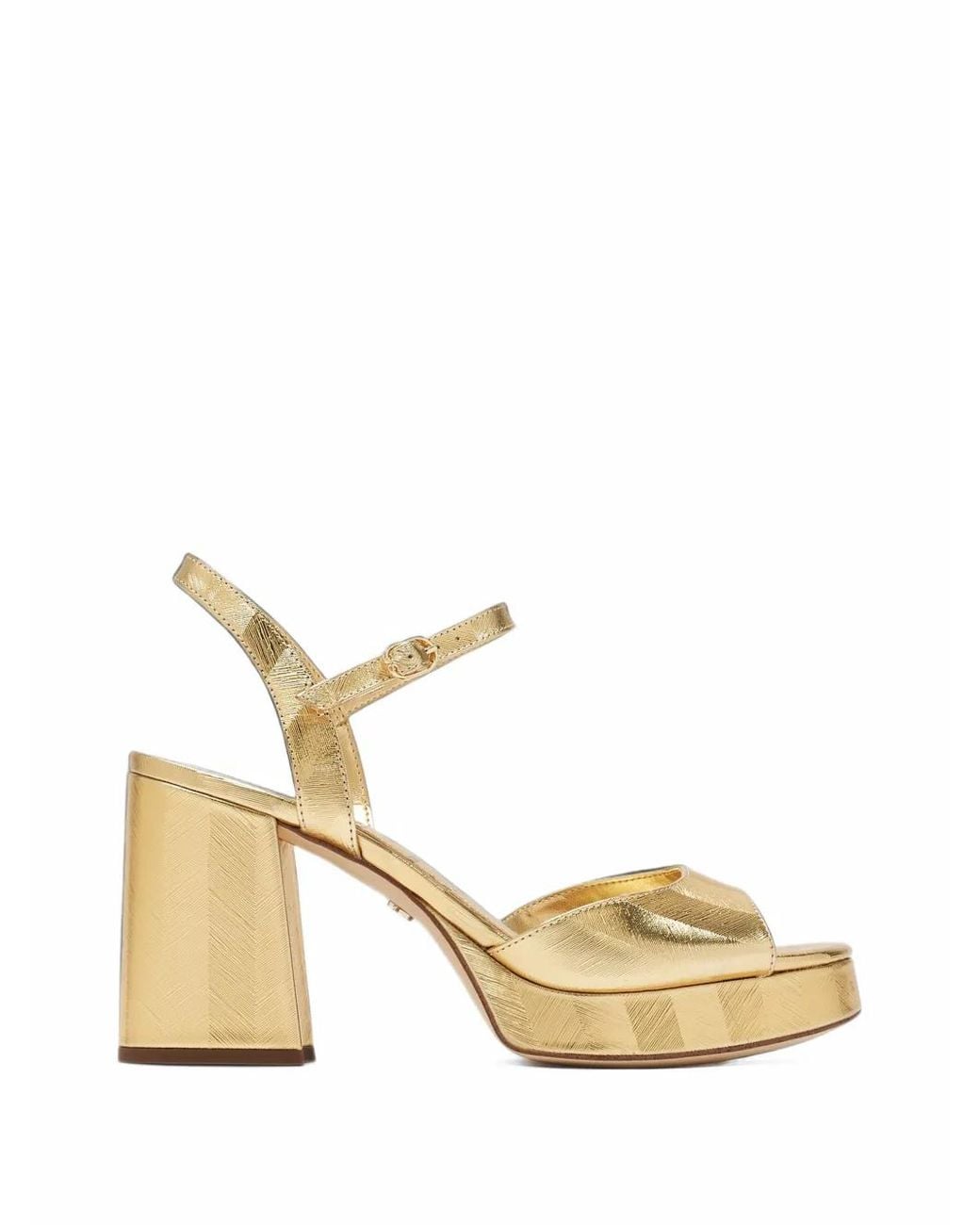 Sam Edelman Metallic Fleur Chevron-Textured Platform Sandals