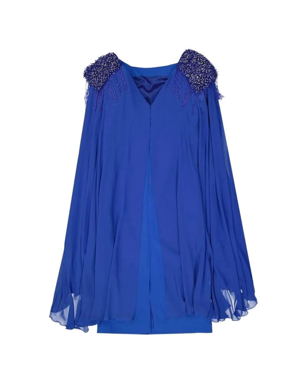 Ivan Montesi Blue Bead-Embellished Draped Mini Dress