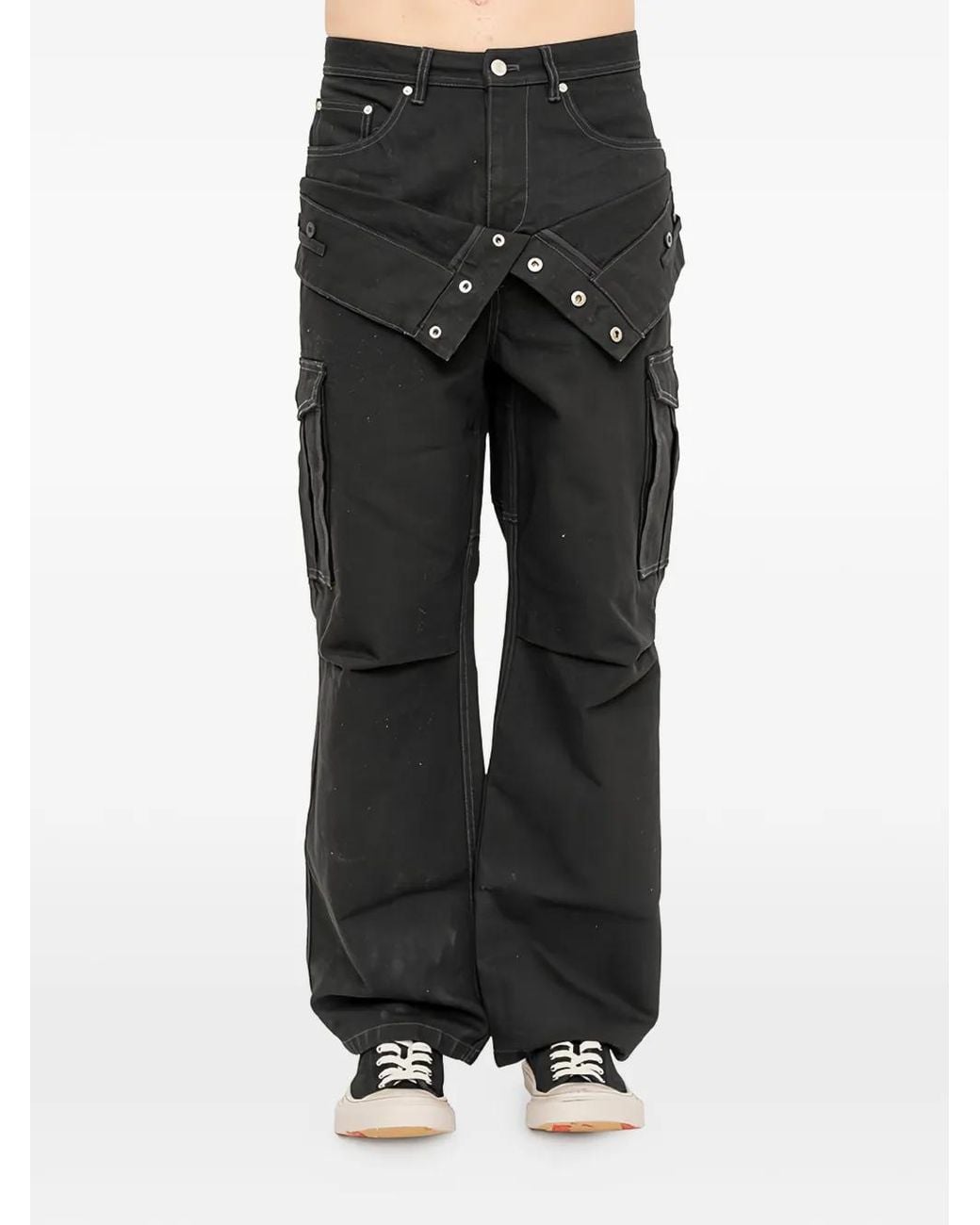 ANDERSSON BELL Black Double-Waist Wide-Leg Jeans