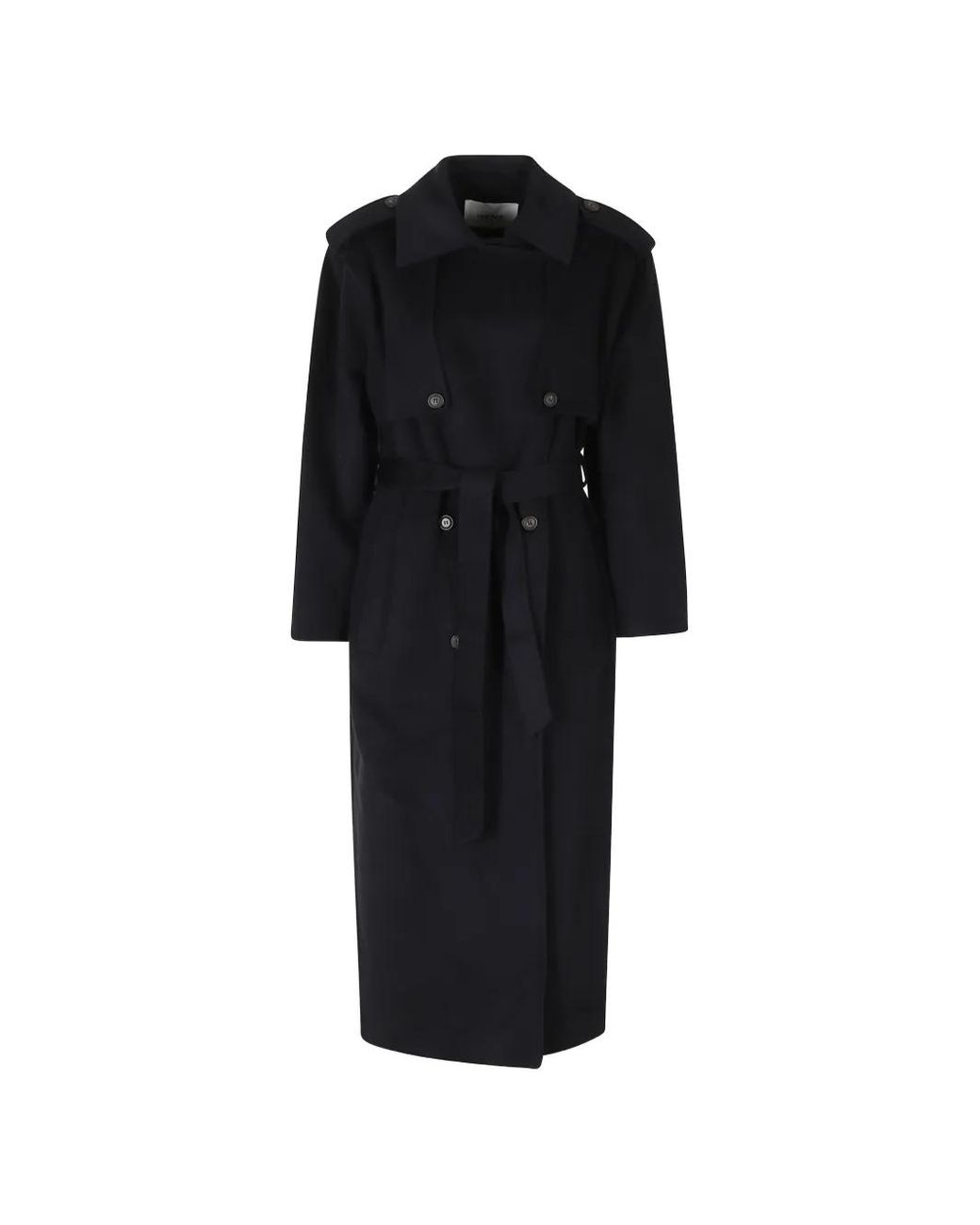 IVY & OAK Black Belted Double-Breasted Coat