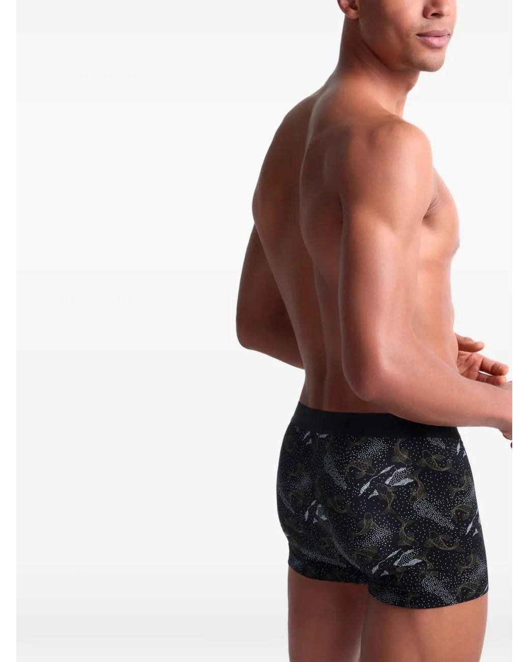 Aubade Black Koi-Print Trunks for men