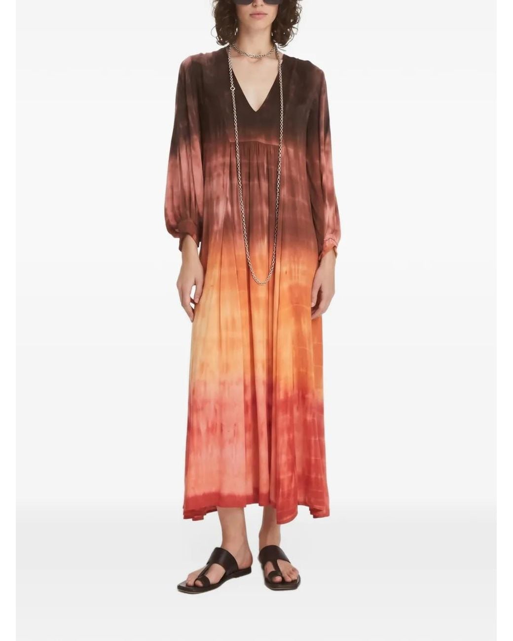Maria Cher Red Robe Longue Tortuguitas Vesta À Imprimé Tie Dye