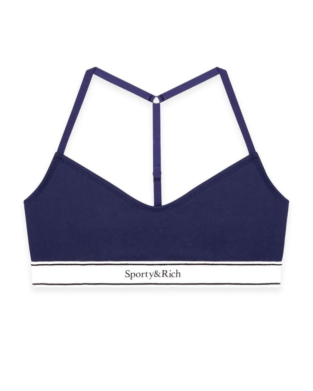 Sporty & Rich Blue Serif-Logo Sports Bralette