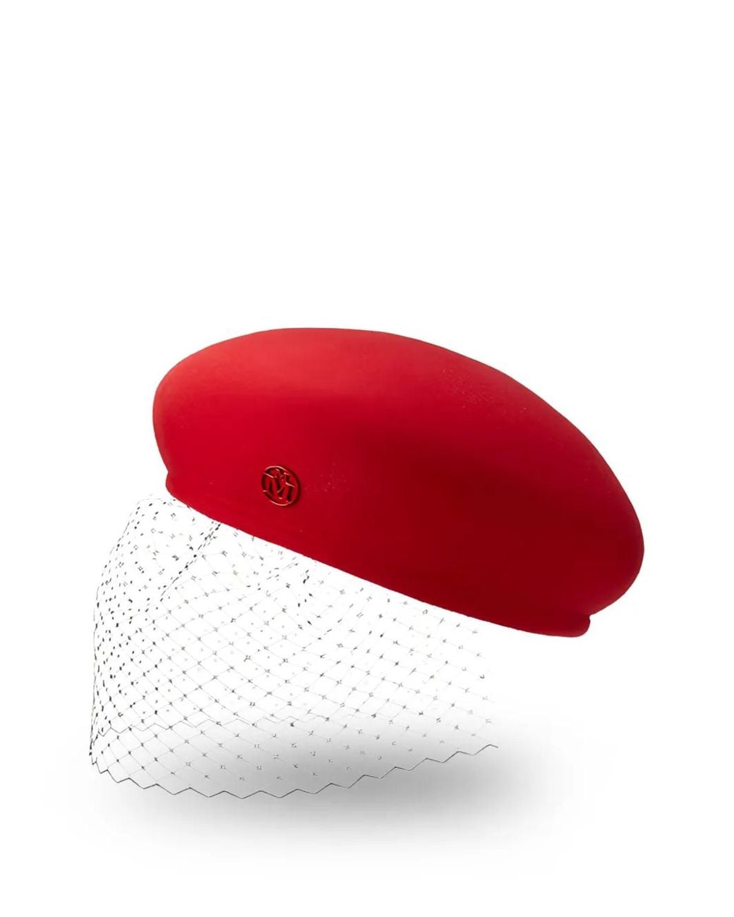 Maison Michel Red New Bonnie Veil Hat
