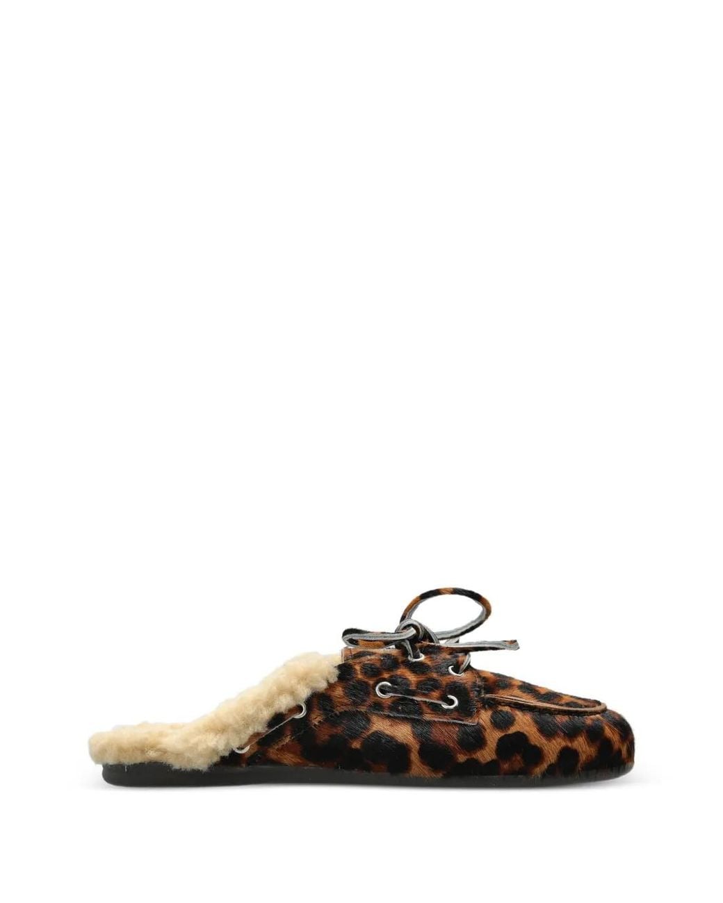 POSA Brown Boat Leopard-Print Slides